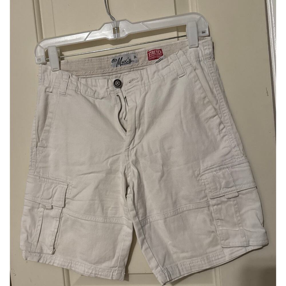 Max’s Quality Dry Goods Stretch Woven Cargo Shorts, Sz 30,‎ Cream
